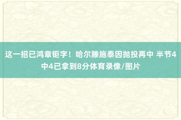 这一招已鸿章钜字！哈尔滕施泰因抛投再中 半节4中4已拿到8分体育录像/图片
