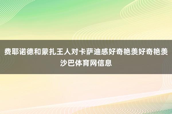 费耶诺德和蒙扎王人对卡萨迪感好奇艳羡好奇艳羡沙巴体育网信息