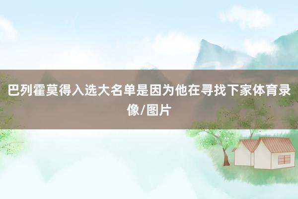 巴列霍莫得入选大名单是因为他在寻找下家体育录像/图片