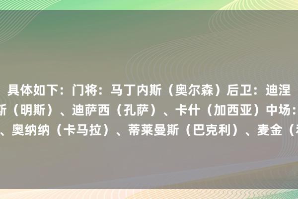具体如下：门将：马丁内斯（奥尔森）后卫：迪涅（马特森）、保-托雷斯（明斯）、迪萨西（孔萨）、卡什（加西亚）中场：拉什福德（拉姆塞）、奥纳纳（卡马拉）、蒂莱曼斯（巴克利）、麦金（利昂-贝利）时尚：沃特金斯（马伦）、罗杰斯（阿森西奥）    沙巴体育网信息