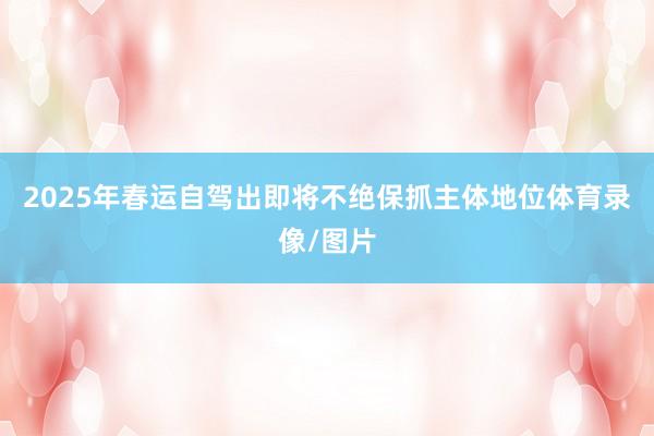 2025年春运自驾出即将不绝保抓主体地位体育录像/图片