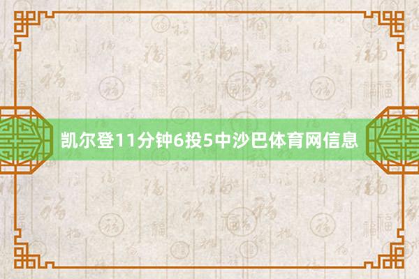 凯尔登11分钟6投5中沙巴体育网信息