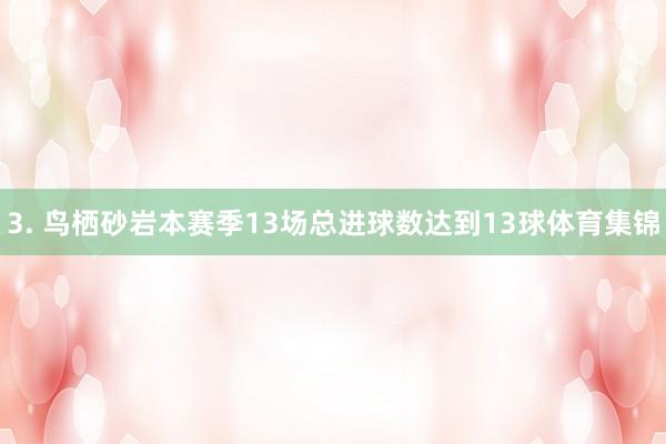 3. 鸟栖砂岩本赛季13场总进球数达到13球体育集锦