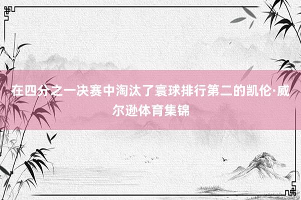 在四分之一决赛中淘汰了寰球排行第二的凯伦·威尔逊体育集锦