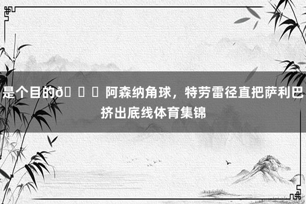 是个目的😂阿森纳角球，特劳雷径直把萨利巴挤出底线体育集锦